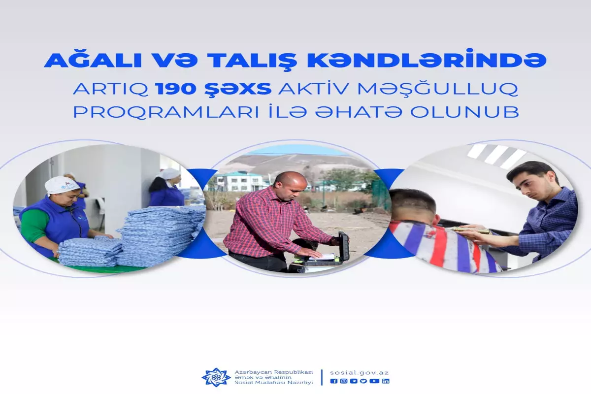 Ağalı və Talışda 190 şəxs aktiv məşğulluq proqramları ilə əhatə olunub