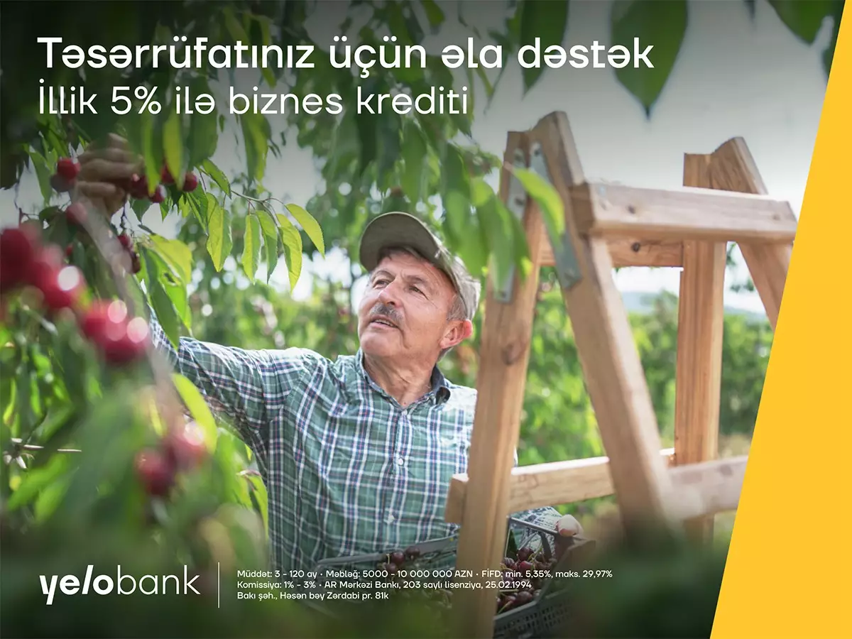 Biznesinizin inkişafı üçün Yelo Bank-dan illik 5%-lə kredit