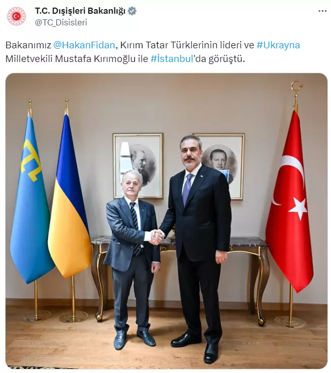 Hakan Fidan Krım Tatar Türklərinin liderini qəbul edib