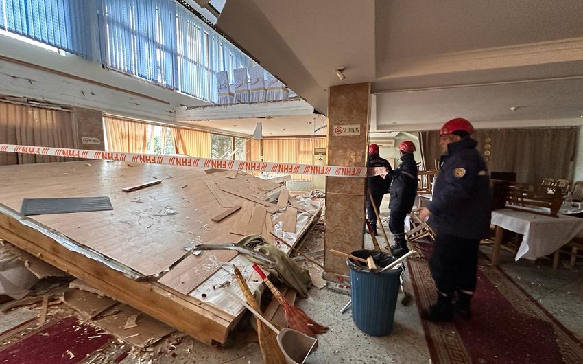 Yasamalda mərasim evinin tavanı çöküb, 3 nəfər xəsarət alıb - YENİLƏNİB - FOTOLAR