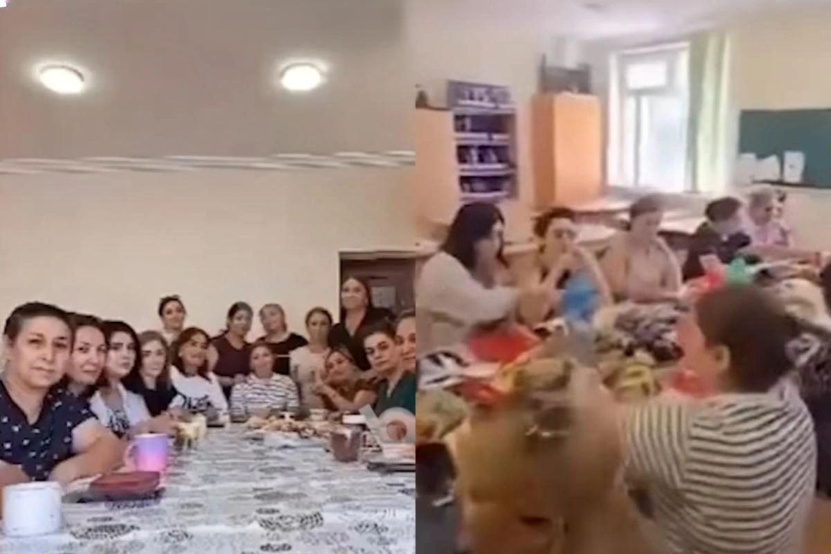 Bakıda müəllimlər məktəbdə məclis təşkil ediblər - VİDEO