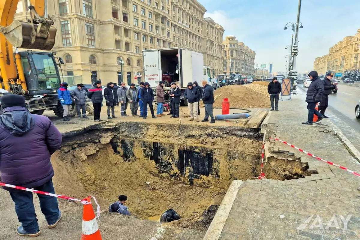 Heydər Əliyev prospektinin çökmüş hissəsində təmir işlərinə başlanılıb
