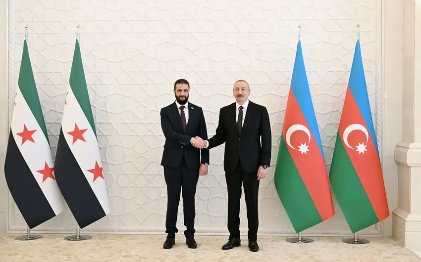 Prezident İlham Əliyevin Suriyanın keçid dövrü Prezidenti ilə geniş tərkibdə görüşü olub - YENİLƏNİB