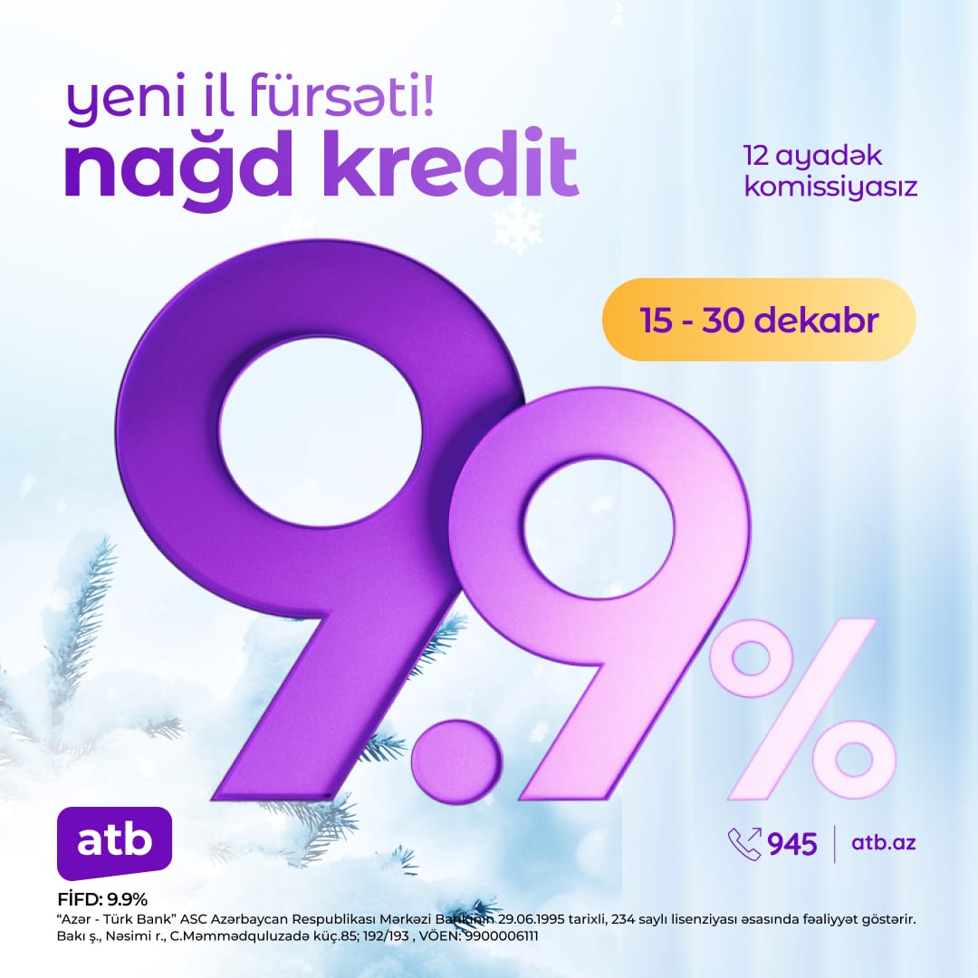 Azər Türk Bank yeni ilə kredit faizini endirdi