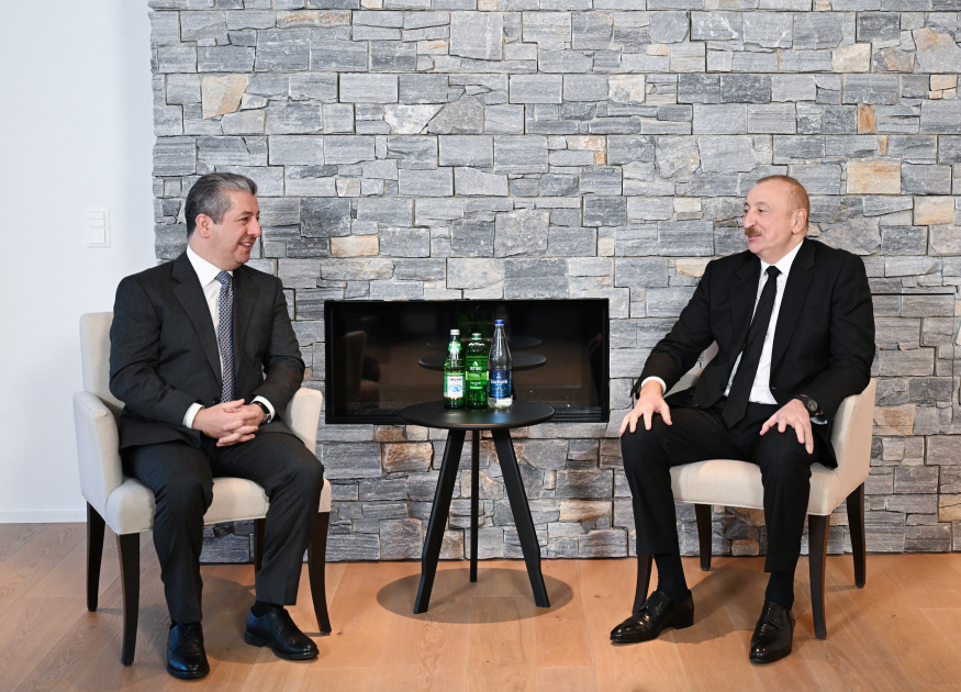 İlham Əliyev Davosda İraq Kürdüstan Regionunun Baş naziri ilə görüşüb