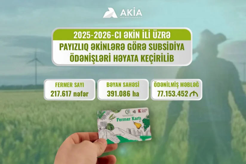 Azərbaycanda payızlıq əkinlərə görə subsidiya ödənişlərinə başlanılıb