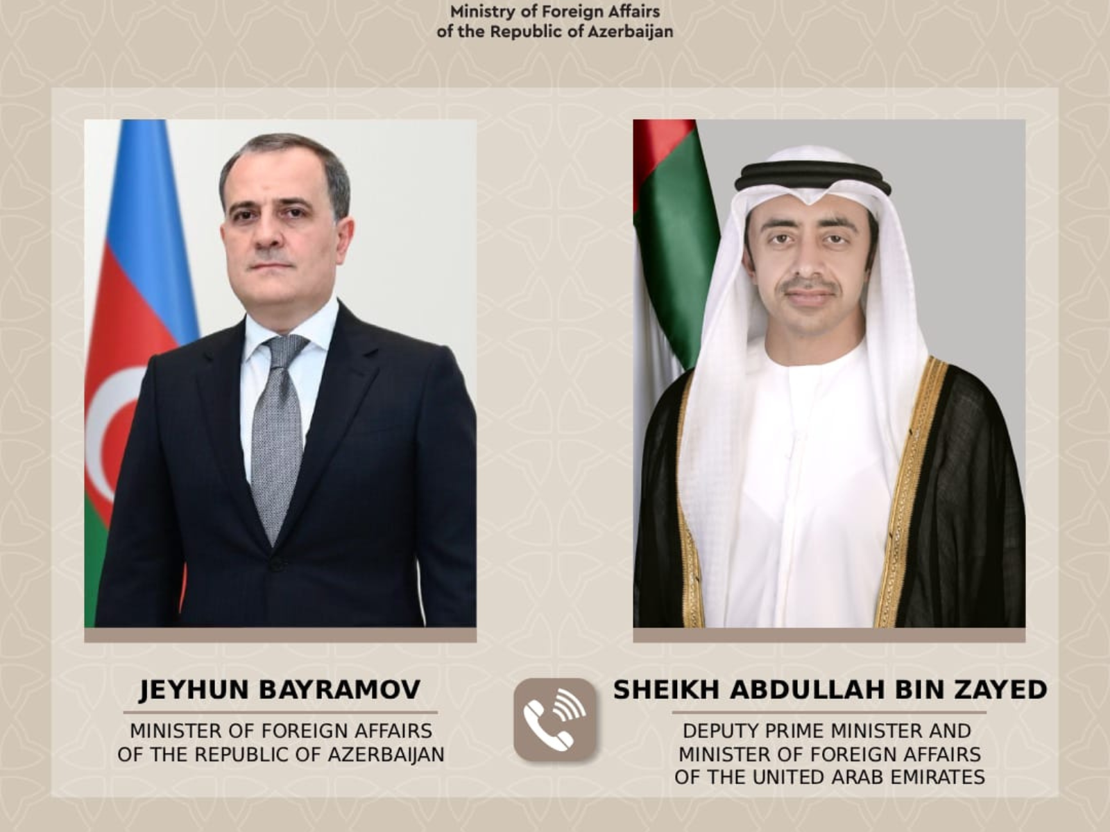 Azərbaycan və BƏƏ XİN başçıları Yaxın Şərqdəki vəziyyəti müzakirə etdilər