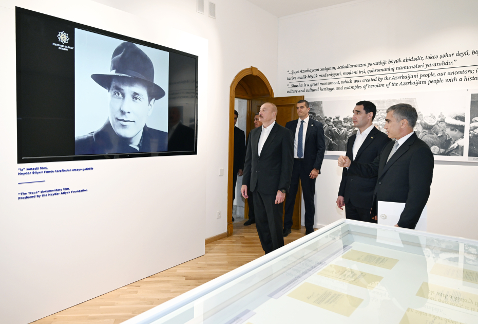 Azərbaycan və Türkmənistan prezidentləri “Heydər Əliyev və Qarabağ” sərgisi ilə tanış olublar - Foto 5
