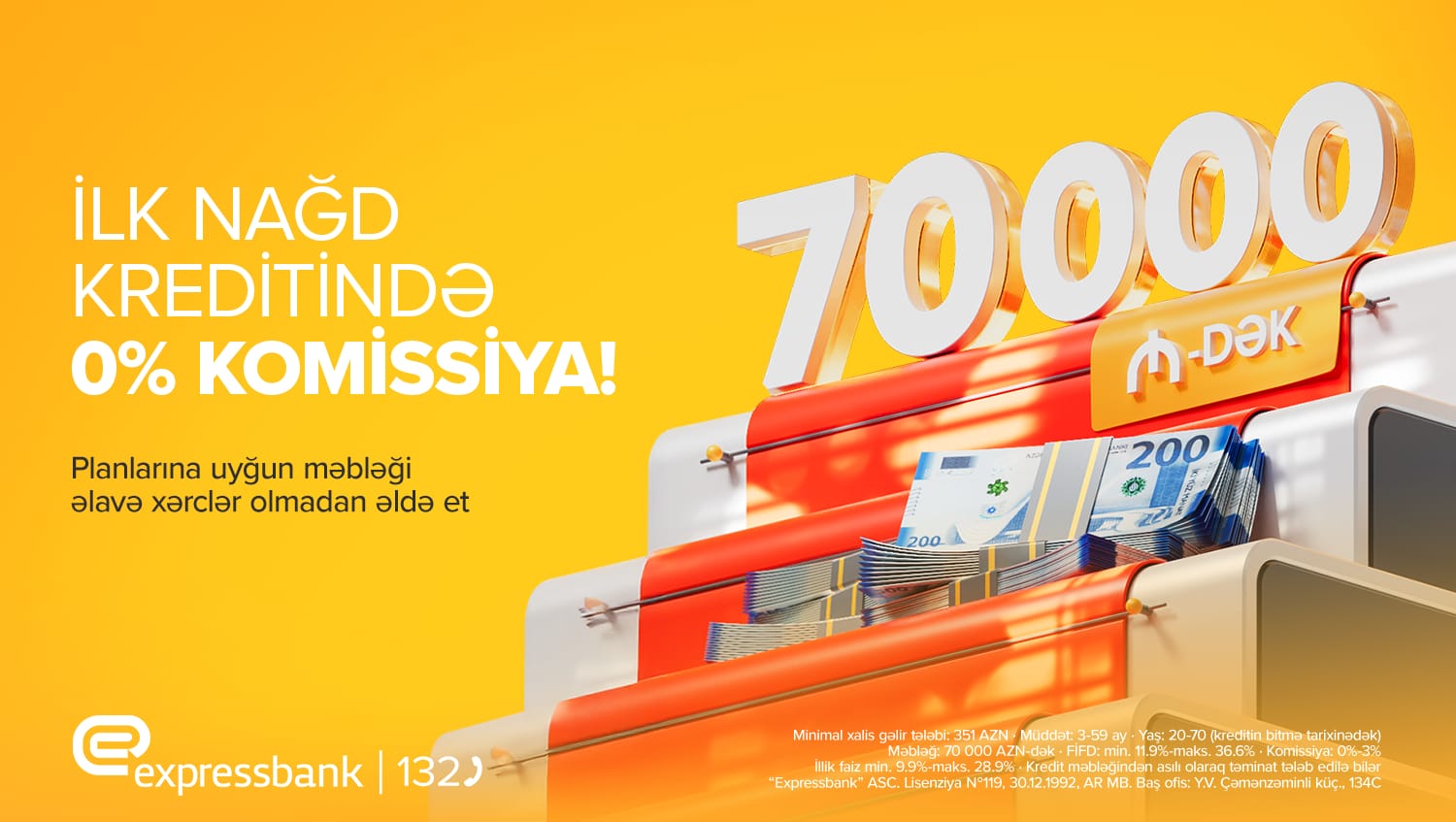 70 000 manatadək kredit - KOMİSSİYASIZ