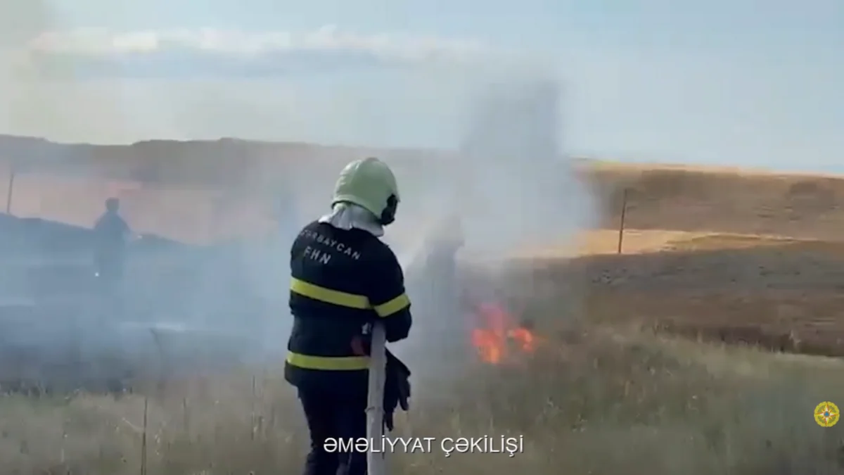 Qazaxda taxıl sahəsində yanğın olub