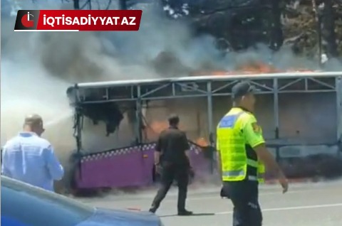 Bakı Beynəlxalq Avtovağzal Kompleksinin yaxınlığında avtobus yanıb