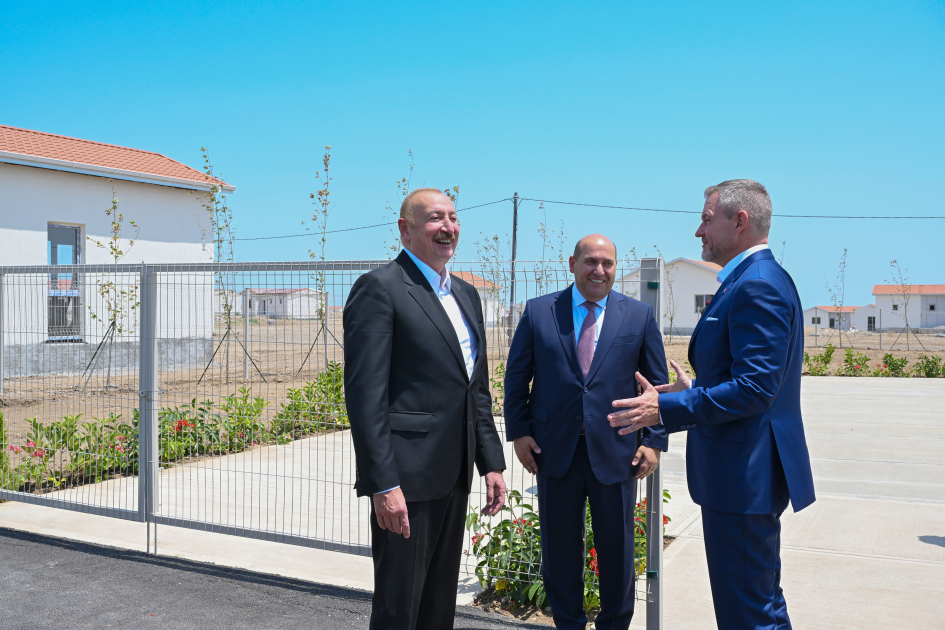 Azərbaycan və Slovakiya prezidentləri Ağdamın Baş Qərvənd kəndində görülən işlərlə tanış olublar - Foto 7