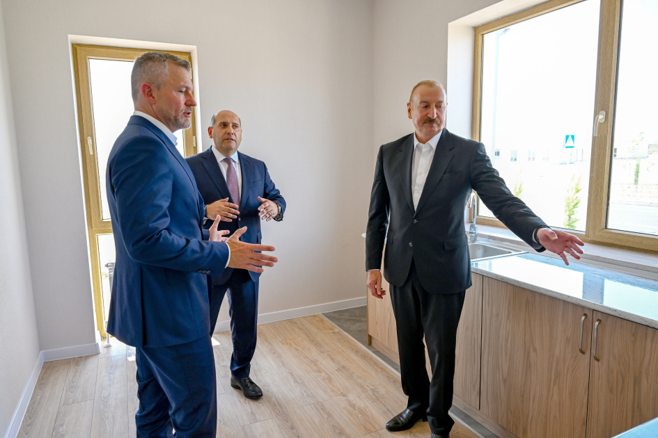 Azərbaycan və Slovakiya prezidentləri Ağdamın Baş Qərvənd kəndində görülən işlərlə tanış olublar - Foto 10