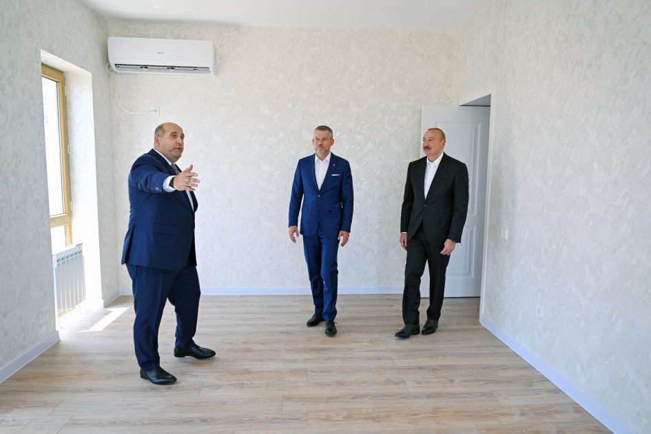 Azərbaycan və Slovakiya prezidentləri Ağdamın Baş Qərvənd kəndində görülən işlərlə tanış olublar - Foto 11
