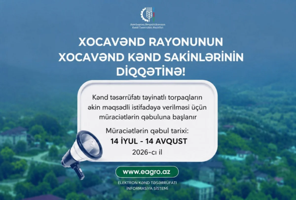 Xocavənddə torpaqların əkin məqsədli istifadəsi üçün müraciətlərin qəbulu başlayır
