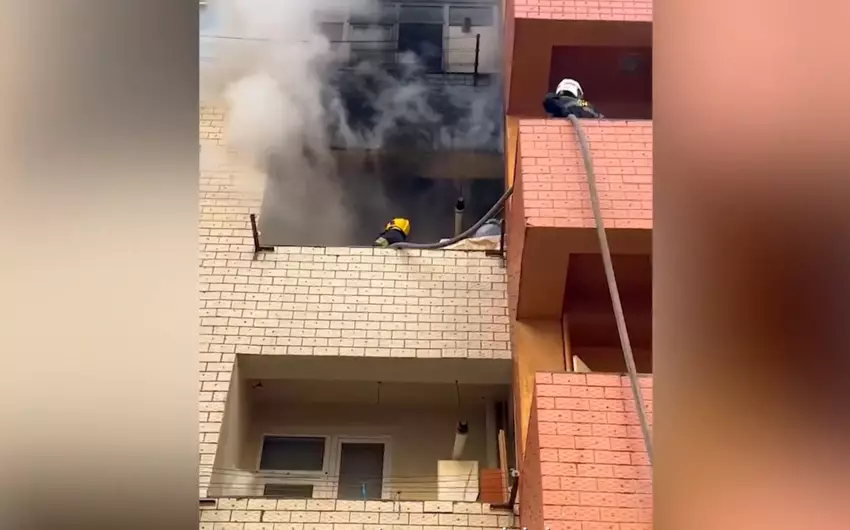 “Qobu Park”da yanğın olub, 7 nəfər təxliyə edilib - YENİLƏNİB+VİDEO