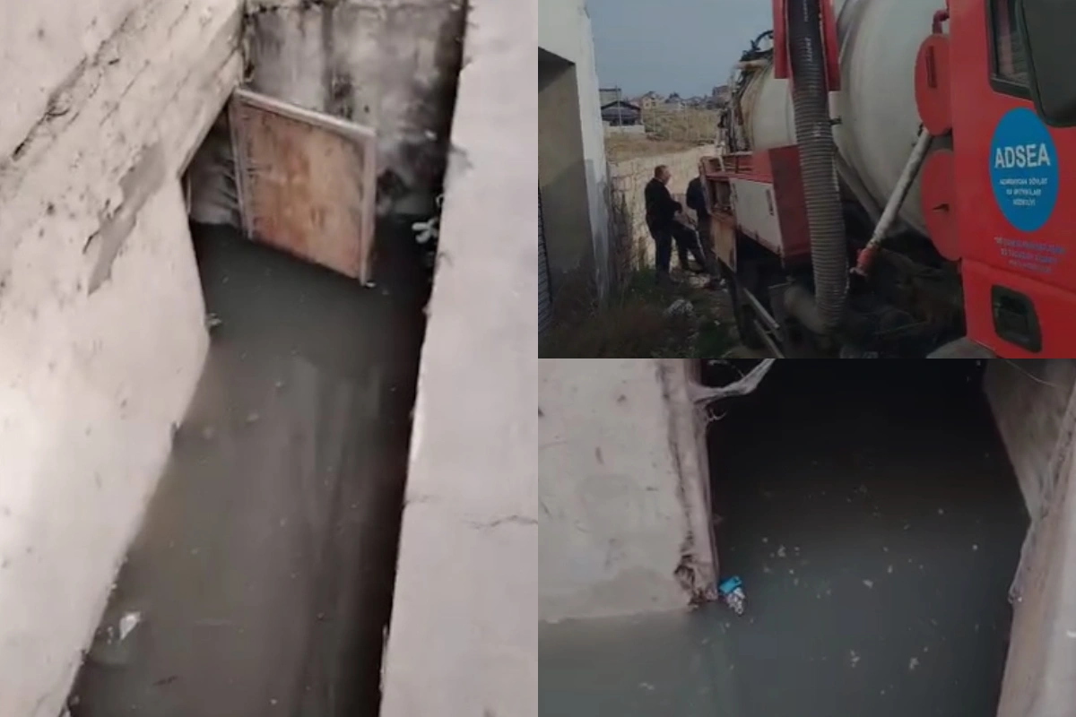 Abşeron Gənclər şəhərciyində binanın zirzəmisini su basıb