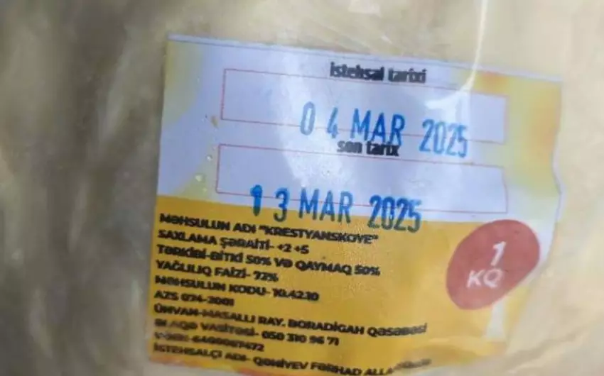 Bitki tərkibli yağı nehrə yağı adı altında satmaq istəyən şəxs inzibati məsuliyyətə cəlb olunub