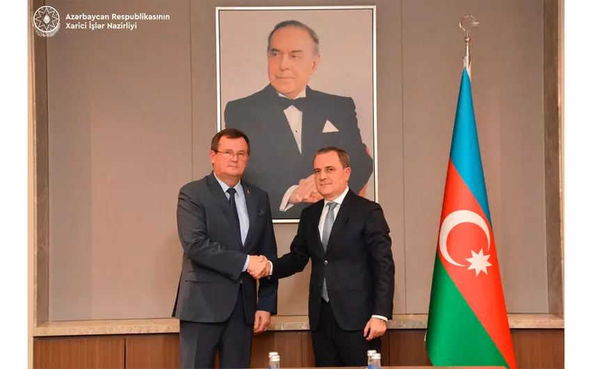 Ceyhun Bayramov Belarus səfirini diplomatik fəaliyyətini başa vurması münasibətilə qəbul edib - FOTO