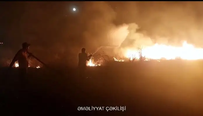 FHN Ağdamdakı yanğının görüntülərini yaydı - VİDEO