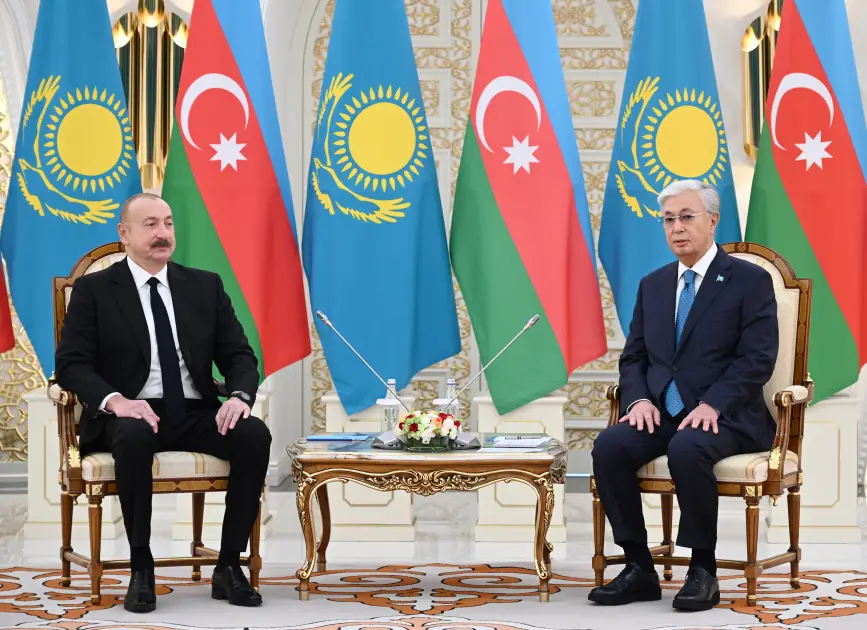 Azərbaycan və Qazaxıstan prezidentləri mətbuata bəyanatlarla çıxış ediblər - YENİLƏNİB
