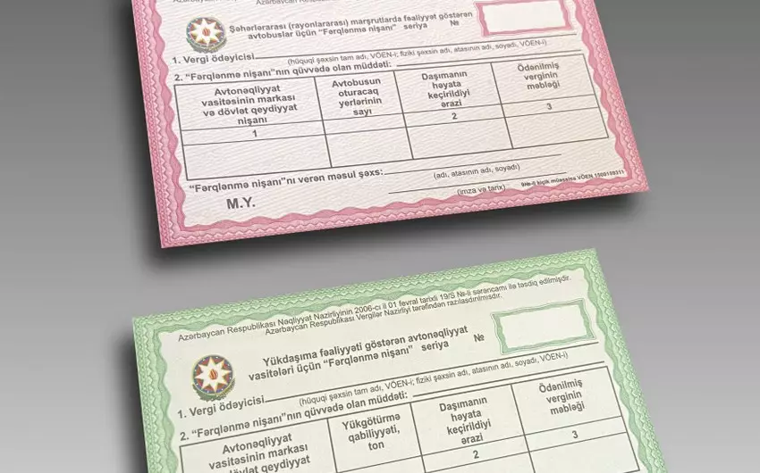 Azərbaycanda sərnişindaşıma üçün “Fərqlənmə nişanı”nın forması təsdiqlənib - FOTO