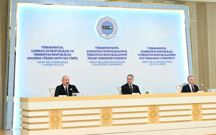 Azərbaycan, Türkmənistan və Özbəkistan prezidentləri mətbuata birgə bəyanatla çıxış edirlər - YENİLƏNİB