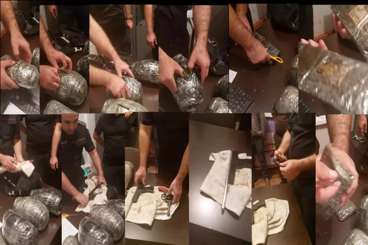 Narko-kuryerin çantasından narkotik və silah aşkarlanıb