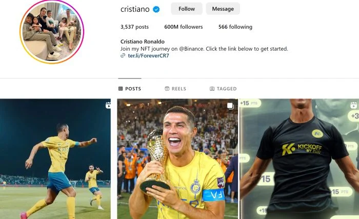 Ronaldo instaqramda 600 milyona çatdı