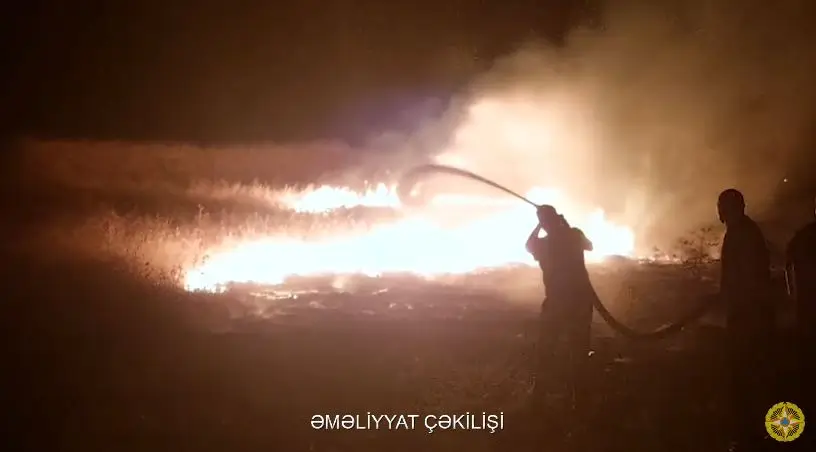 Ağdərədəki yanğın söndürülüb - VİDEO