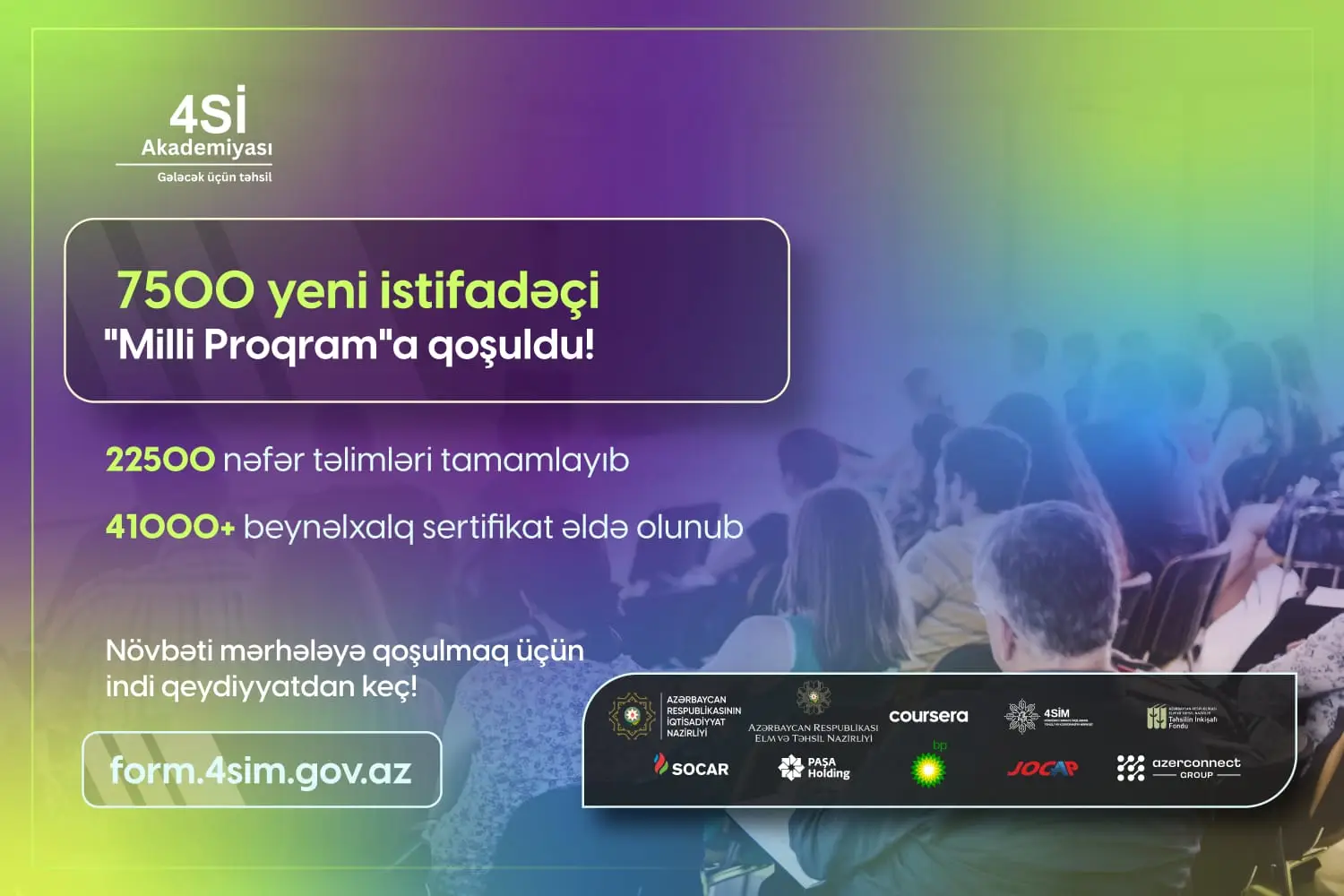 “Milli Proqram” çərçivəsində 22 500 nəfər təlimləri tamamlayıb, 7500 nəfər təlimlərə başlayıb