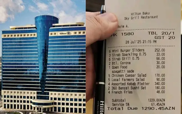 "Hilton Baku"dakı qiymətlər turistləri şoka saldı (FOTO)