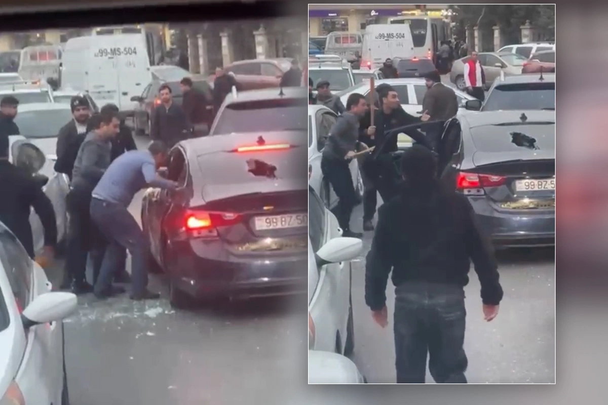 Bakıda sürücünü döyüb, avtomobilə ziyan vuran şəxslər həbs edilib - FOTO