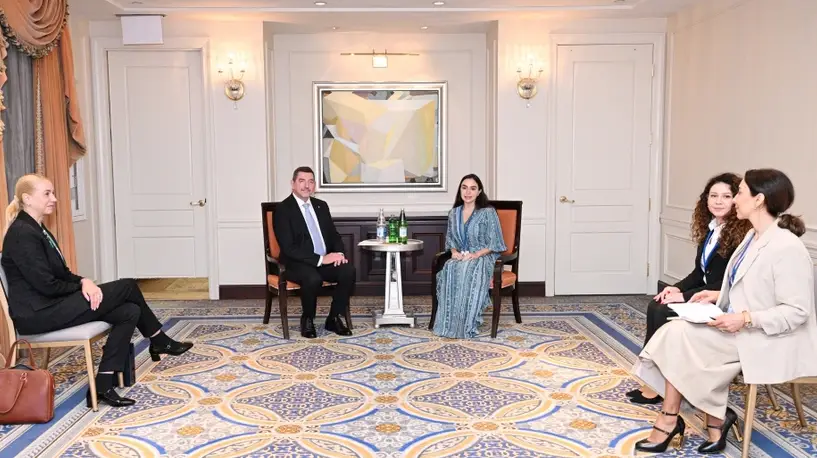 Leyla Əliyeva Sloveniya Prezidentinin həyat yoldaşı ilə görüşüb