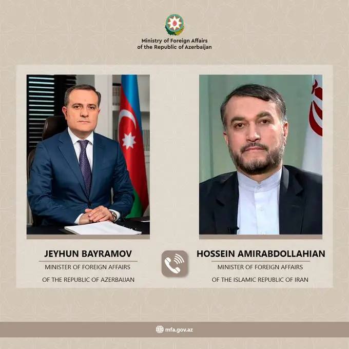 Azərbaycan və İran İslam Respublikasının xarici işlər nazirləri arasında telefon danışığı olub
