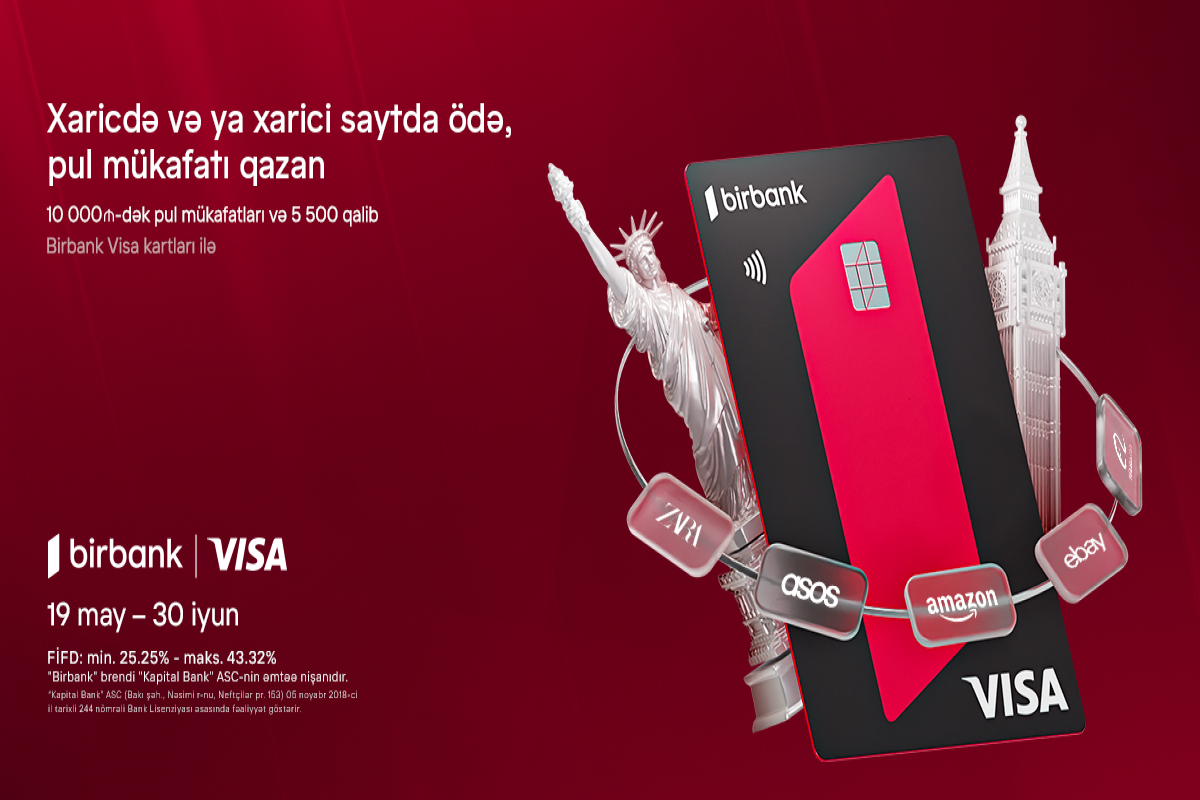 Birbank Visa kartları ilə ölkə xarici ödənişlərdə “Bir dünya fürsət” kampaniyası