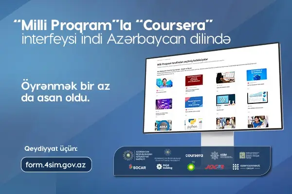 “Coursera” platformasında “Milli Proqram”ın interfeysi Azərbaycan dilində istifadəyə verilib