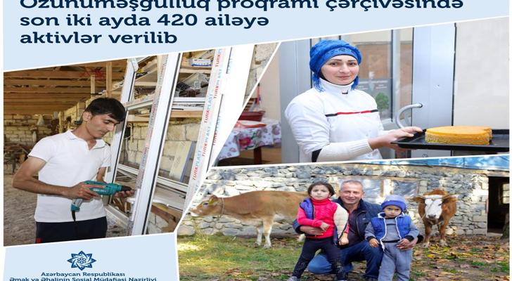 Özünüməşğulluq proqramı çərçivəsində daha 420 ailəyə mal və material verilib