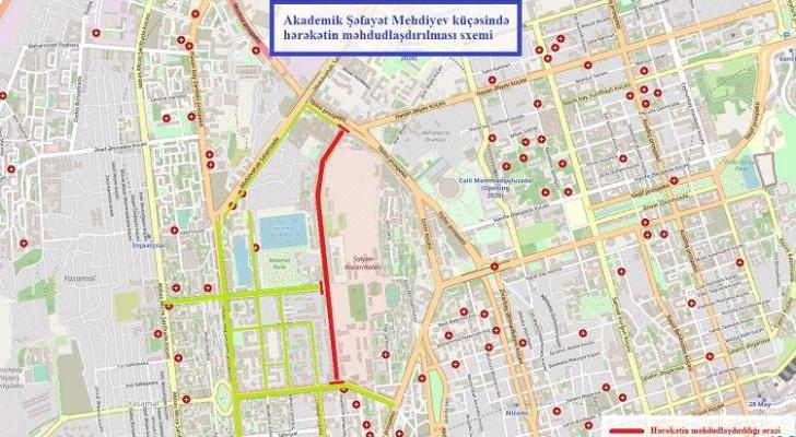 DİQQƏT! Bakıda bu küçədə hərəkət 3-4 gün ərzində məhdudlaşdırılır