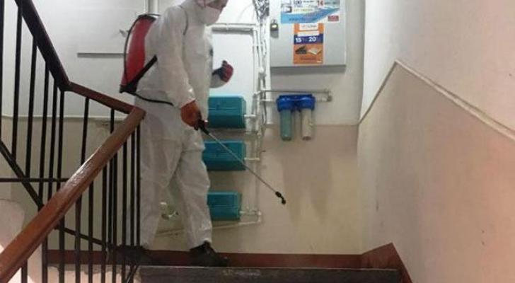 Bakıda yaşayış binaları dezinfeksiya olunur - FOTOLAR