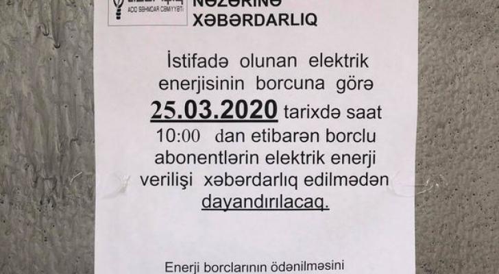 “Azərişıq”dan elektrik enerjisinin kəsilməsi elanları ilə bağlı AÇIQLAMA