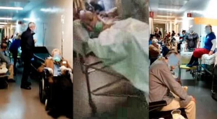İspaniyada xəstəxanın dəhlizi koronavirusa yoluxan insanlarla dolub-daşır – VİDEO