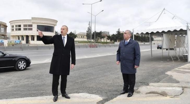 İlham Əliyev Bakı-Sumqayıt yolunun genişləndirilməsi çərçivəsində görülən işlərlə tanış oldu - FOTO