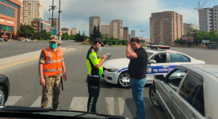 Yol polisi maşınla icazəsiz çıxanları cəzalandırır - Fotolar