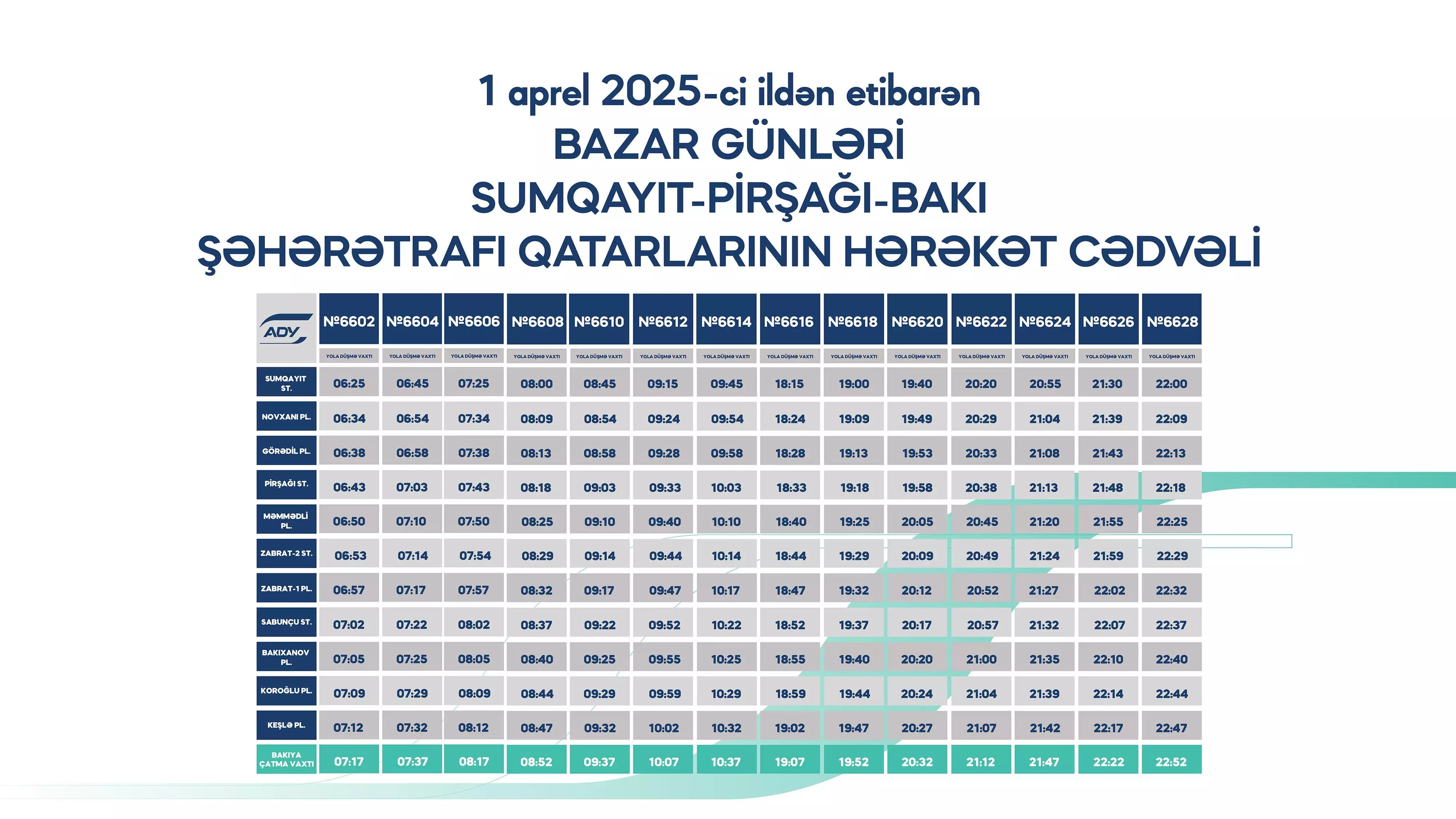 Sabahdan Abşeron dairəvi marşrutu üzrə qatarlar yeni qrafiklə hərəkət edəcək - Foto 9