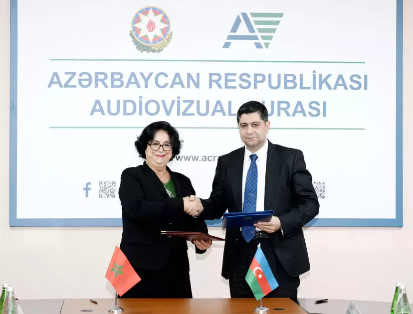 Audiovizual Şura ilə Mərakeşin Audiovizual Kommunikasiyalar üzrə Ali Qurumu arasında Əməkdaşlıq Memorandumu imzalanıb - FOTO - Foto 5
