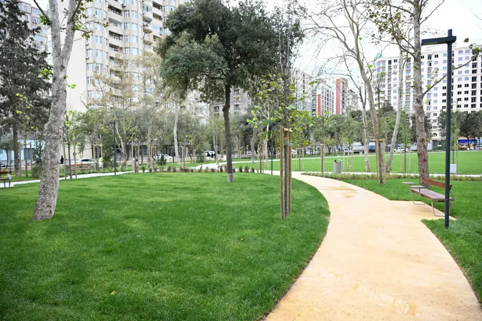 Prezident və birinci xanım Nərimanov rayonunda salınan yeni parkın açılışında iştirak ediblər - Foto 4