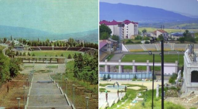Xankəndi şəhər stadionunda bərpa işləri davam edir