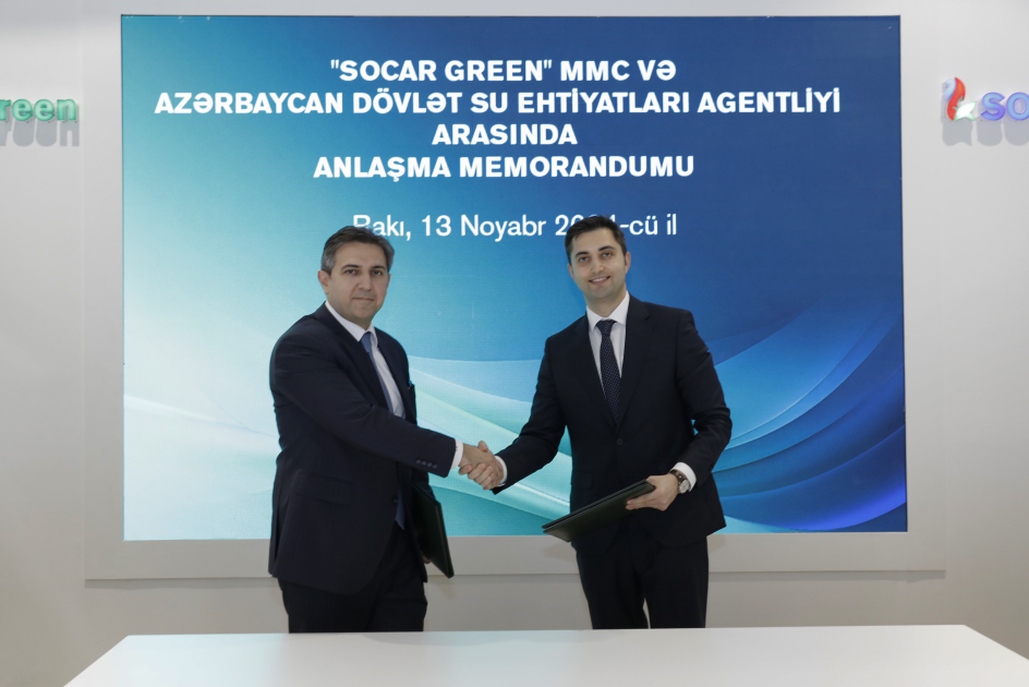 Dövlət Su Ehtiyatları Agentliyi ilə “SOCAR Green” arasında Anlaşma Memorandumu imzalanıb - FOTO