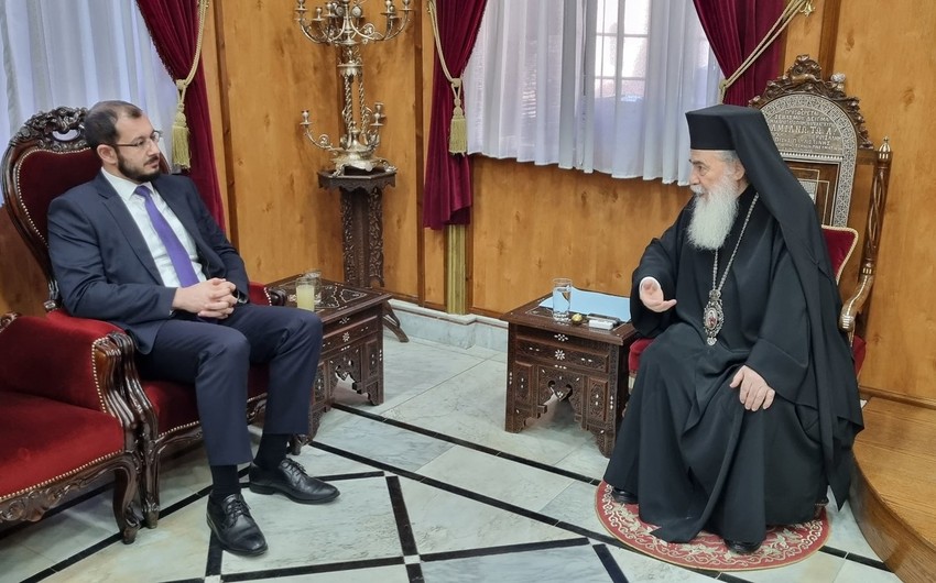 Səfir Yerusəlim Patriarxı ilə səfirlik və dini qurum arasında əməkdaşlığı müzakirə edib - FOTO